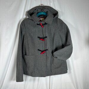 Old Navy Women’s Hooded Jacket Adult M Gray‎ Plaid Long Sleeve Pockets Wool Warm